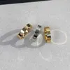 Titanium Steel Logo Grave 6mm Diamond Love Nail Ring 18K Gold Silver Rose Rings Women Lovers Wedding Jewelry Lady Party 6 7 8 9 10 11 12 Big USA Size