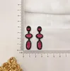 Knot Ruby Water Drop Crystal S925 Silver Pin Dangle Earrings Baroque Rococo Elegant Romantic Sparkling Evening Party Jewelry