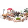 Actie speelgoedcijfers Simulatie Horse Dieren Farm Stable Rider Cafe Playset met model en accessoires Educatief voor kinderen 230520