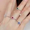 Cluster Rings WPB S925 Sterling Silver Women Shining Heart Ring Female Luxury Jewelry Bright Zircon Design Girl Gift Lady Party Banquet