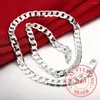 Kedjor 925 Sterling Silver 16/18/20/22/24 Inch 8mm Platt Sideways Figaro Chain Necklace For Woman Man Fashion Wedding Jewelry