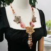 Pendant Necklaces Lii Ji Real Stone Brown Color Necklace 79cm Agate Smoky Quartzs Jasper Flower Women