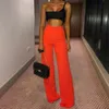 Women's Pants & Capris Women Casual Solid Loose Wide Leg Orange Trousers Female Streetwear