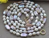 Halsband Z12003 18 "50 '' 18mm Lavender White Square Coin Baroque Pearl Necklace