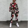 Calças de duas peças femininas Sojinm Women Fashion Set SuactFits Print Floral Sport Casual Woman Autumn Tracksuit 5xl