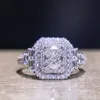 Anneaux de mariage JK luxe cristal CZ fiançailles zircon cubique conception originale brillant mariée éternité bague bijoux pour femmes