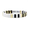 Strand Bracciali in lega classici Nero Oro bianco Colore Tre miscela Vernice Retro Chic Impilabile Bangle Uomo Stretch Pulseras Mujer