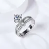 Cluster Rings 2CT Crown Teardrop Lab Diamond Ring Moissanite Engagement Women 18K White Gold Plated Valentine's Gift