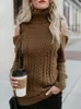 Women's Sweaters Fall/winter Pullover European And American Solid Color Twist-Shaped Long Sweater Long-Sleeved High-Neck Off-The-Shoulder Sw