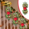 Adesivi murali su scale di Natale Trim Scale Decorazione Luci preilluminate Swag LED Cordless Wreath Home Decor