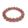 Strand A Good Quality 10 MM Nature Strawberry Stone Round Bead Bracelet For Women Really Color Not Glass Beads Fashion Party Jewelry