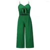 Casual jurken Sexy Suspender Jumpsuit Europeaan en Amerikaanse zomer Leisure Beach Lazy Wide been Rechte broek Pak voor vrouwen