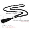 Anhänger Halsketten SHINUS BOHO 6MM 8MM Natürliche Vulkansteine 108 Mala Perlen Big Buddha Kopf Halskette Handgefertigter geknoteter Ethno-Stil Schmuck