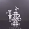 1pcs Petit Tornado Recycler Bong En Verre Narguilé 4,8 Pouces Recycleur Bubbler Conduites D'eau 14mm Joint Femelle Huile Dab Rigs Ashcatcher avec Tuyau De Brûleur À Huile En Verre Mâle