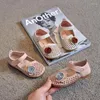 Sapatos planos couro de bebê para meninas crianças de moda flor hollo princesa crianças outono spring kidshoe 1 2 3 4 5 6 anos