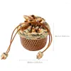 Sacs de rangement 7x7cm Mini sac tissé en bambou fait à la main tasse Cage panier à bijoux pour articles divers