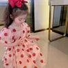 女の子のドレス夏の女の赤ちゃんドレスストロベリープリントかわいいプリンセス1 6年誕生日服230520