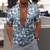 Erkekler Sıradan Gömlekler 2023 Erkekler için 3D Baskı Erkek Hawaiian Tropikal Hindistan Cevize Ağacı Gömlek Summet Plajı Kısa Kollu Moda Bluz Camisa