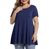 Women's Plus Size TShirt Women Summer Short Sleeve Solid Casual Blouse Tee Shirt 5XL 6XL Ladies Tunic Peplum Tops 230520