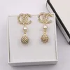 Designer Luxury Diamond Dingle Earrings Dubbel Letters Stud Brand Women Rhinestone Earring Wedding Party Jewelry