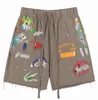 6zeg para hombres Shorts de la marca American Fashion Galleryes Depts Pinturas pintadas a mano Cotton puro algodón Terry High Street 5 puntos Pantalones casuales