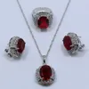 Set MANNY AAA + qualità rosso granato argento colore matrimonio sposa set di gioielli per le donne orecchino collana pendente anello confezione regalo T207