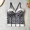 Canotte da donna Camis IRENE TINNIE Donna Sexy Fashion Crop Top Diamante Fiore Denim Gilet senza spalline Bustier Reggiseno Night Club Party Tank Donna 230520