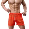 Shorts masculinos malha transparente causal gay pura ver através de brand sleepfutes sono sonowear lazer caseiro para homens 230520