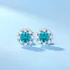 Örhängen vinregem real 925 Sterling Silver 100% Pass Test Diamond Fancy Blue Moissanite Stud Earrings for Women Gift Drop Shipping