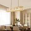 Lampade a sospensione Modern Dining Room Straight Copper Led E14 Lights Lustre K9 Crystal Luminarias Lamparas Lampada a sospensione