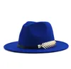 Szerokie brzegowe czapki wełna fedora czapka hawkins poczuć kapita ladies trilby chapeu feminino kobiety mężczyzn Jazz chrzestne czapki sombrero czapki