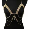 Accessoires de chaîne de poitrine sexy érotique Accessoires de garniture de coeur pour femmes Soutien-gorge en strass