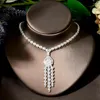 Серьги ожерелья набор hibride ropruge groving long tassel florge Женщины свадебные украшения 4pcs Серьга Нигерия Дубай Свадьба n-1896