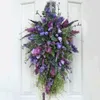 Fleurs décoratives violet tulipe couronne lilas jacinthe hortensia fleur artificielle guirlande porte d'entrée décorations murales décor de fête de mariage