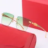 New green oversized sunglasses men carti glasses for women butterfly lens gold panther head classic Anti blue light radiation protection Rimless sunglasses