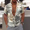 Erkekler Sıradan Gömlekler 2023 Erkekler için 3D Baskı Erkek Hawaiian Tropikal Hindistan Cevize Ağacı Gömlek Summet Plajı Kısa Kollu Moda Bluz Camisa