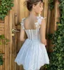 Sweet White Homecoming Dresses Sleeveless Lace Cocktail Mini Short Homecoming Dress