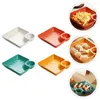 Geschirr-Sets, 4 Stück, Vorspeisenteller, Snackteller, transparentes Dessertfach, Schüsseln, weißes Serviertablett