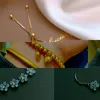 リンクブレスレットFyuan Exquisite Five FlowersZirconBracelet for Women Golden Chain Crystal Bangles Jewelry Parts Gifts