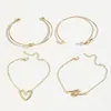 Charm Bracelets Sindlan 4Pcs Vintage Gold Color Huge Heart Wrist For Women Charms Chain Star Open Bangles Set Jewelry Pulseras Mujer