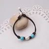 Strand Blue Stones Bracciale Braccialetti di perle vere per le donne Gioielli fatti a mano con cordino in vera pelle Goccia per ragazze