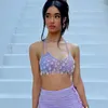 Débardeurs pour femmes Y2K Esthétique Mesh Transparent Droplet Decor Halter Tops Sexy Beach Tank Top Bras Femmes Fairy Bandage Camis Streetwear