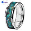 Bands 6mm 8mm Men Women Tungsten Carbide Ring Nice Wedding Band With Galaxy Series Opal Inlay Shiny Bevel Edges Comfort Fit