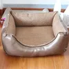 Kennels kunstmatige leer grote hondenbedden voor super slaapmat deksels draagbaar puppy bed hondhuis comfortabele kalmerende huisdierkennel