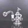 Hookahs Mini Recycler Glass Oil Burner Bong 14mm Female Dab Rig Tjock rökvattenrör med rökning Tobaksskål och glasoljebrännare rör