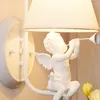 Wall Lamp Modern Birds Lamps White Black Contemporary Sconces With Clear Glass Shade For Kids/girls Room Pull Switch