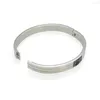 Bangle Design Fashion Bracelet Men/Women Love Couple Gold Color Stainless Steel Black Stone For Lover's Jewelry