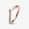 Rose Gold Timeless Wish Half Sparkling Ring för Pandora 925 Sterling Silver Wedding Rings for Women Luxury Jewelry Crystal Diamond Par's Ring With Original Box