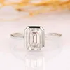 Ringar CXSJEREMY SOLID 14K 585 GUL EMALD CUT 2CT 6*8mm Moissanite Förlovningsring för kvinnor Bezel Ställa in Solitaire Wedding Band