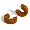 Hoepel oorbellen aensoa handgemaakte textureerde houten c-vormig voor vrouwen etnisch bruin hout geometrische ronde cirkel kleine sieraden
